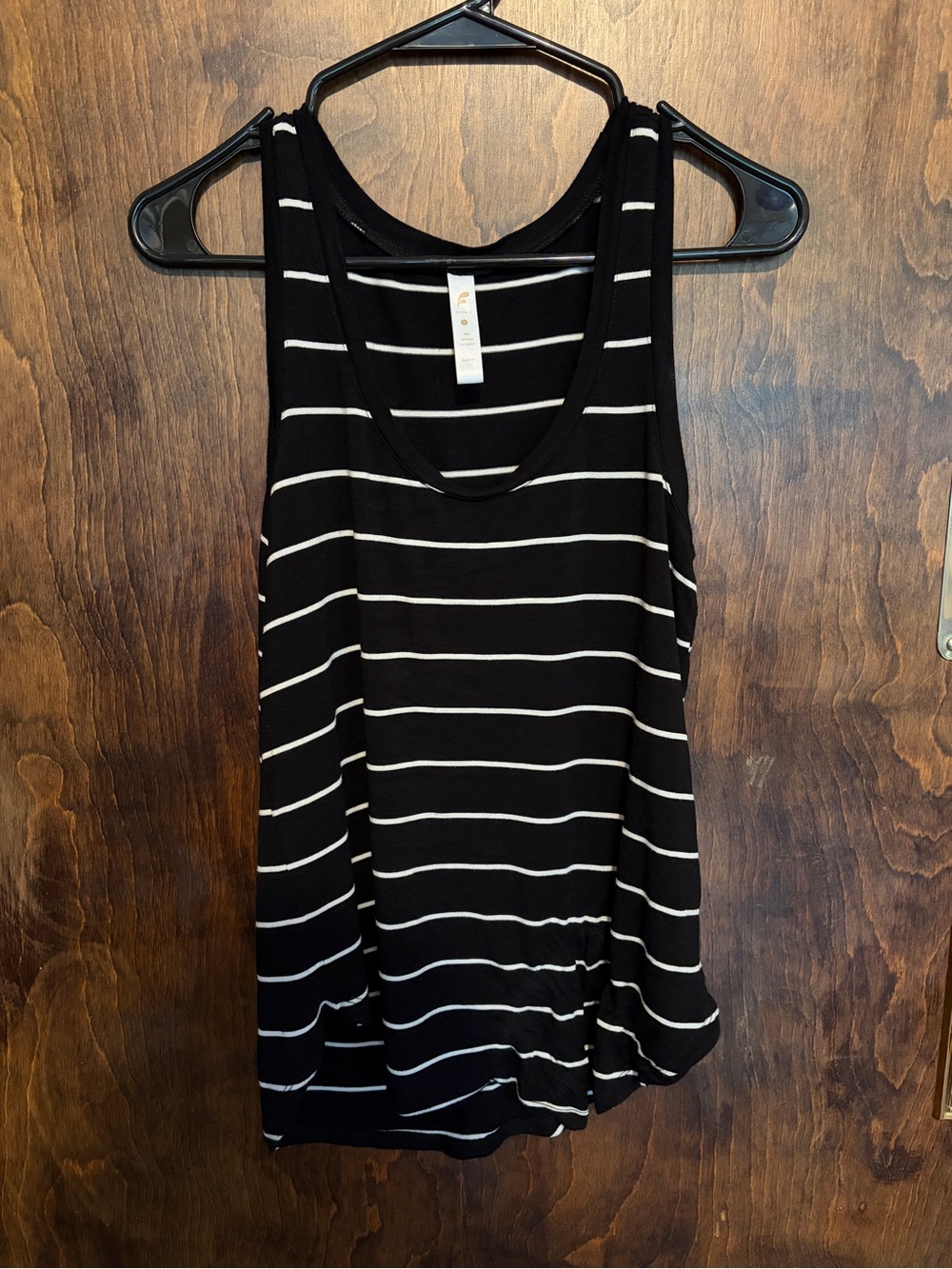 Women’s Black & White Striped scoop neck flowy Tank Top
